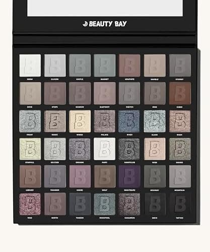 BEAUTY BAY Smoky 42 Colour Eyeshadow Palette - Cool-Toned Greys & Deep Slates in Matte & Metallic Finishes - High Pigment, Blendable, Long-Wearing - Vegan & Cruelty-Free - Image 1