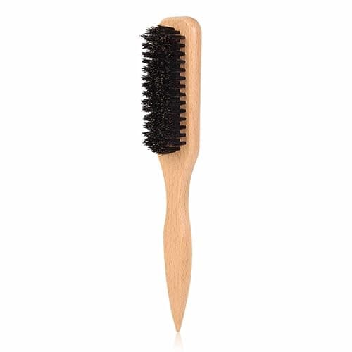 Boar Bristle Slick Back Hair Brush for Sleek Ponytail Bun & Smoothing Baby Hairs, Flyaways, Edge Control - Backcombing & Teasing Hairbrush with Wide Rat Tail for Sectioning & Parting - Image 1