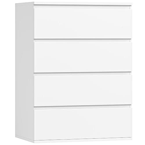 FOTOSOK White Dresser, Dresser for Bedroom, Small Dresser Chest of Drawers | 23.6L x 15.7W x 31.5H in Dresser for Bedroom, Bedroom Dresser with 4 Drawers for Closet, Small Spaces/Apartment/Domitory - Image 1