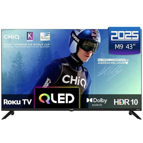 CHiQ U43QM9K 43 inch 4K Smart QLED Roku TV, 4K UHD, HDR10 HLG, Dolby Audio, Works with Alexa, DVB-T/T2, Support Apple Air-Play, Google Assistant, Prime Video, HDMI2.1, USB2.0 - Image 1