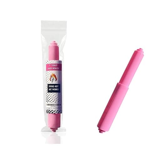 Toilet Paper Roller Holder (7 Inch) Pink - Plastic (Spring Loaded) Replacement Spindle Rod - Roll Extender fits Extra Large Bathroom Tissue Rolls - Pink - Image 1