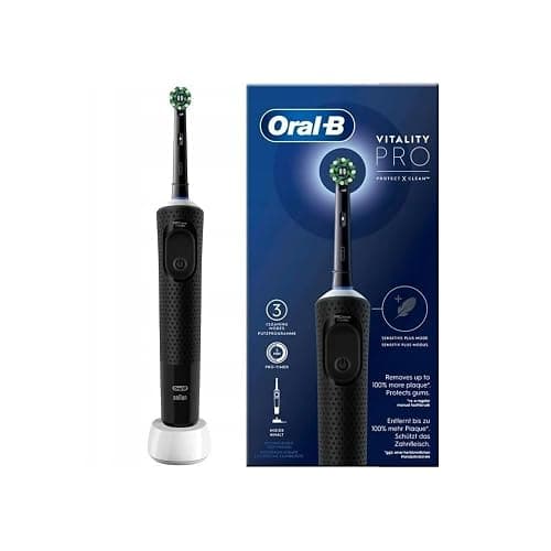 Oral-B Vitality Pro Brosse A Dents Electrique Noire, Pour Adultes, Modes De Nettoyage Avec Sensibilité Plus, 1 Brossette De Rechange, 1 Chargeur - Image 1