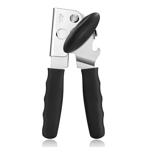 Can Opener Manual Heavy Duty, UHIYEE Hand Held Can Openers for Seniors with Comfort Grip Sharp Blade, Solid Steel Hand Manual Can Open with Magnet for Kitchen Camping, Black - Image 1