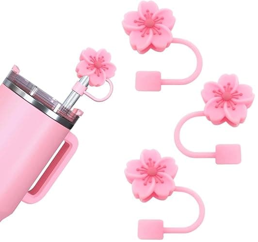 BTYHAOS Silicone Straw Caps for 10mm Tumblers | Reusable Dust-Proof Straw Toppers Compatible with Stanley 30oz & 40oz Tumbler (pink 3p) - Image 1