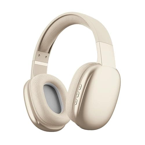 Gabba Goods Wireless Over Ear Bluetooth Headphones with Microphone - Wireless Headset -Noise Reduction - Bluetooth, Wired,Built in Micro SD for Travel, Home, Work TV,PC,Gaming,Cellphone (Beige) - Image 1