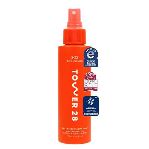 Tower 28 SOS Daily Rescue Soothing Hypochlorous Acid Spray for Face (4 oz) | Hypochlorous Acid Face Mist to Calm & Purify Sensitive Skin, On-the-Go Toner & Facial Cleanser Spray, Skin Care Essential - Image 1