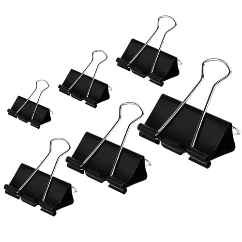 DSTELIN Binder Clips Paper Clamps Assorted Sizes 100 Count (Black), X Large, Large, Medium, Small, X Small and Micro, 6 Sizes in One Pack, Meet Your Different Using Needs. - Image 1