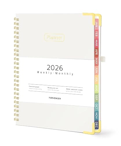 Forvencer 2026 Planner, Hardcover Calendar Planner Weekly and Monthly, Jan 2026 - Dec 2026, 6" x 8", Spiral Agenda Book with Tabs, Exquisite Daily Journal Organizer for Home School, Beige - Image 1