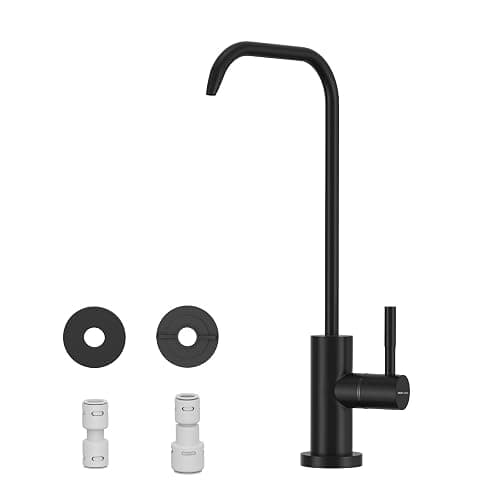 WEWE Drinking Water Faucet for RO System, 7-Shape, Non-Air Gap, Matte Black | Lead-Free SUS304, 360 Swivel, Fits RO Systems, Includes 1/4 and 3/8 Connectors, Leak-Proof Seal - Image 1