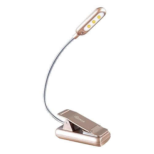 VAVOFO Rechargeable Book Light for Reading in Bed Kids, 7 LED Reading Light with 9-Level Warm Cool White Daylight, Eye Care Lamp with Power Indicator for Bookworms (Champagne Gold) - Image 1