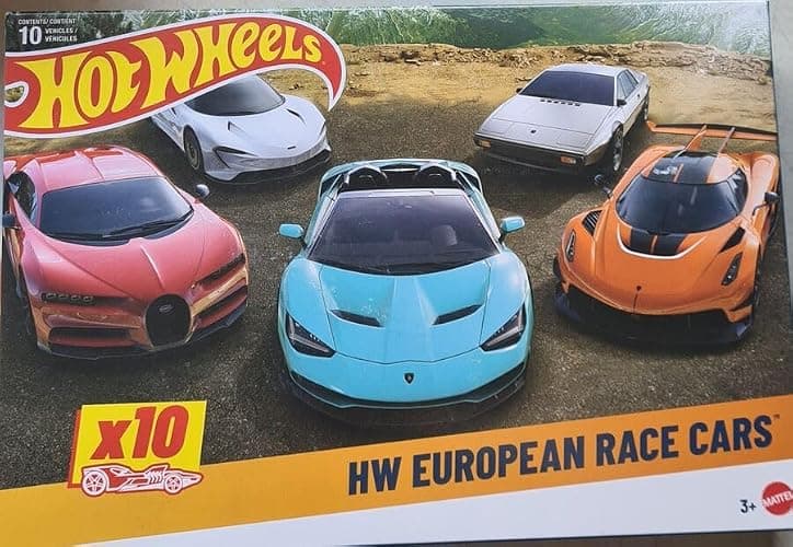 Hot Wheels 10-Pack of Toy Race Cars, Includes 1:64 Scale Corvette, Lamborghini, McLaren & Hot Wheels Originals (Amazon Exclusive) - Image 1