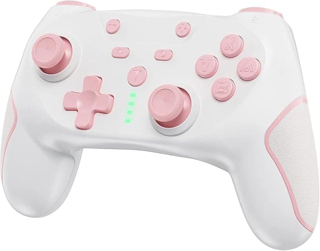 Matbip Wireless Pro Controller for Switch/Switch 2/Switch Lite/Switch OLED, wireless controller for switch with 2 back buttons, 3-level TURBO adjustable (Pink) - Image 1