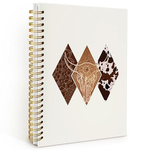 Wheatwin Cowgirl Notebook Journals, Western Office Supplies, Western Gifts for Women, Retro Western Cow Cowgirl Gifts, Hardcover Spiral Notebook 5.5x8.3 - Image 1
