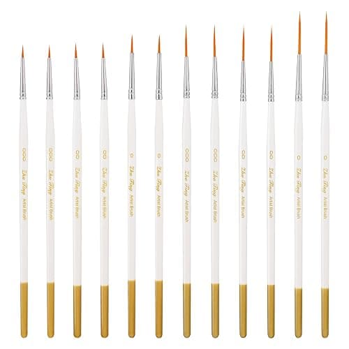 12Pcs Liner Paint Brush Thin Acrylic Paint Brushes, Size #0#00#000 Fine Watercolor Detail Brush, Small Artists Paint Brushes for Craft Nail Detail Painting, Paintbrushes - Image 1