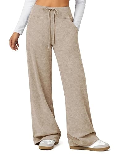 ATHMILE Womens Wide Leg Sweatpants Baggy Drawstring Sweat Pants | High Waisted Straight Leg Casual Fashion Fall Workout Gym Joggers - Image 1