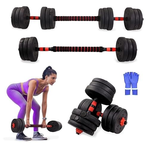 Mobiclinic® , Mancuernas ajustables, 2 en 1, Peso de 2-30 kg, Incluye y barra extensión acolchada, Tuercas antideslizantes, Acero resistente, Gym casa - Image 1