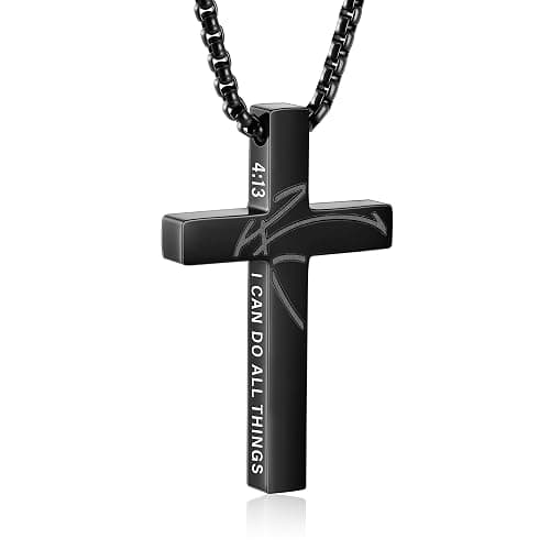 Gnamy Basketball Cross Necklace Gifts for Boys Men, Cross with Bible Verse Stainless Steel Pendant Chain Easter Christian Religious Jewelry Gifts for Him Kids Teenage Teens - Image 1