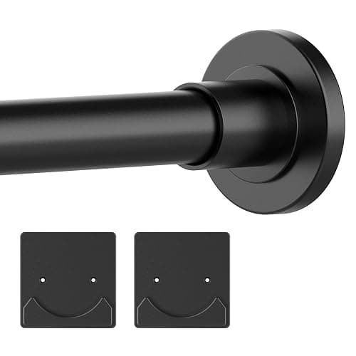 Thestoa Shower Curtain Rod Adjustable 30-80" with Holder, Anti-Rust Shower Rod & Spring Tension Shower Rod No Drill, Black Shower Curtain Rod for Bathroom Tension Rod - Image 1