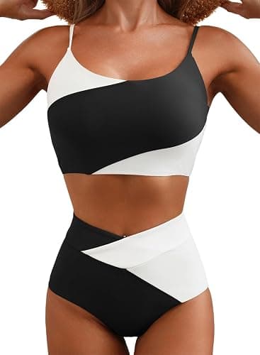 Herseas Women 2 Piece High Waisted Bikini Sets Color Block Popular Swimsuit 2026 Summer Beach Best Bathing Suits - Image 1