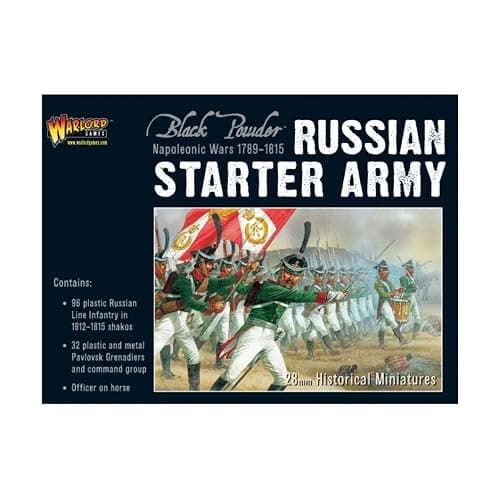 Warlord Black Powder Napoleonic Wars Russian Starter Army Tabletop Miniatures - Plastic Paintable Miniature 1700-1900 Soldiers Set, Unpainted Table Top 28mm Military Minifigures for Adults - Image 1