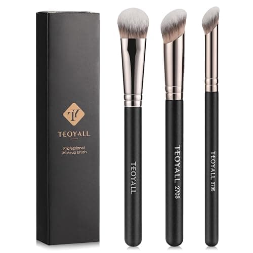 TEOYALL Contour Conceal Brush Set, 3PCS Angled Synthetic Under Eye Concealer Brush for Blending Setting Buffing with Liquid, Cream and Powder Cosmetic (270S/370S/Angled) - Image 1