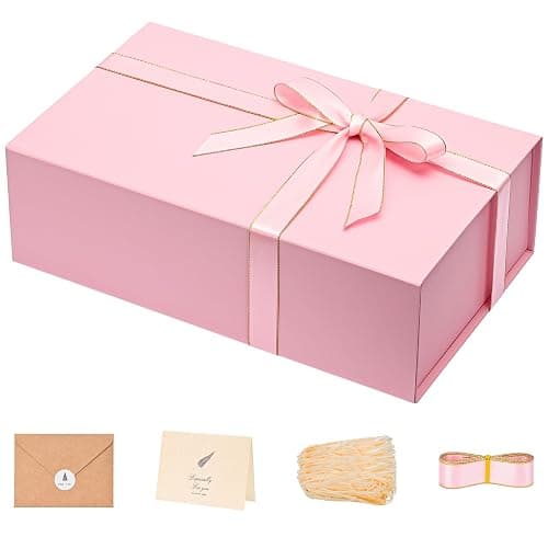LIFELUM Pink Gift Box 13.85'' x 8.35'' x 4.45'' Gift for Valentines Large Gifts Boxes for Presents Birthday Magnetic Box for Gifts with Luxury Filler,Card, Ribbon,Sticker 1 Pack - Image 1