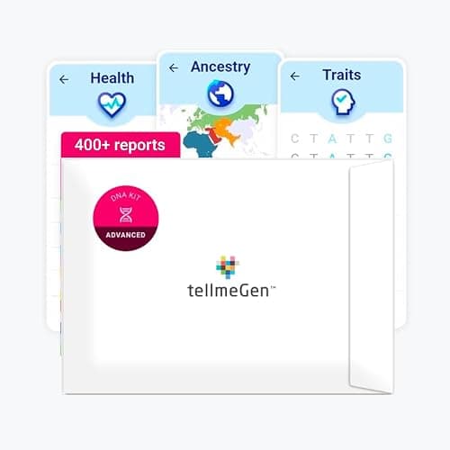 tellmeGen Advanced DNA Test Kit with 400+ Health, Ancestry, Traits & Fitness Reports, Personalized Genetic Reports and DNA Relative Connect with Lifetime Updates Included - Advanced - Image 1