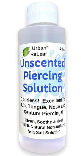 Urban ReLeaf Unscented Piercing Solution Non-Iodized Sea Salt Soak | Lip, Tongue, Septum, Dimple, Mouth, No Scent, Ready to Use, Made Fresh, Soothe & Calm - Image 1