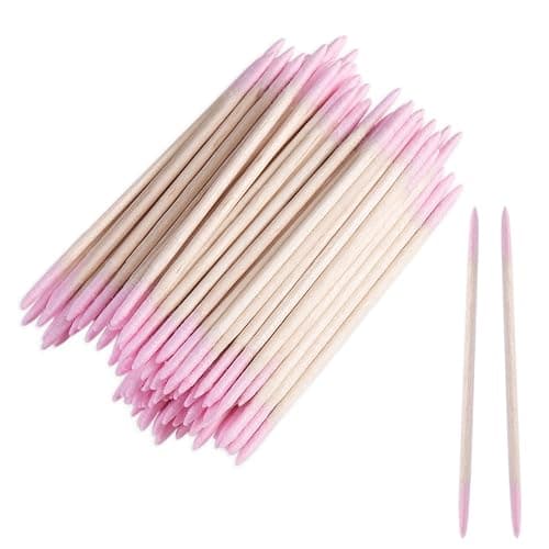 FSpronail 200pcs Pointed Tip Cotton Swabs, Pink Double-head Precision Microblading Cotton Swabs with Wooden Sticks Nail Polish Remover Pen Touch Up Disposable Makeup Applicators Beauty Tools - Image 1