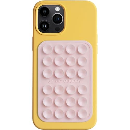 OCTOBUDDY Classic - Silicone Suction Phone Case Adhesive Mount - Hands-Free, Strong Grip Holder for Selfies and Videos - iPhone and Android Compatible - 2.25″ x 3.25″, Chalk Pink - Image 1