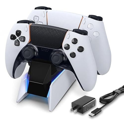 afbptek PS5 Controller Charging Station Dock, Dual Charging for Dualsense, playstation 5 Wireless Accessories with Blue LED ON/Off Automatically - Image 1