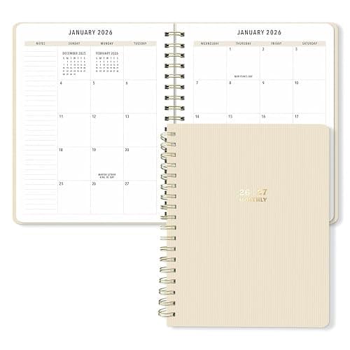 Sweetzer & Orange 2026-2027 Monthly Planner Notebook – 7.5" x 9.5" Two-Year Calendar Planner – January 2026 to December 2027 – Clean Monthly Layout, Sturdy 120gsm Paper, Gold Spiral Binding - Image 1