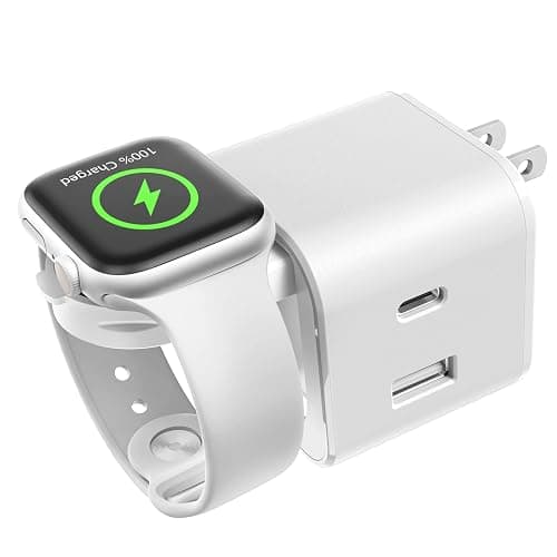 BeaSaf 36W for Apple Charging Block with Built-in Watch Charger, Foldable PD Fast Charger Block for iPhone, Dual Ports Wall Charger Compatible with Apple Watch iPhone AirPods (White) - Image 1