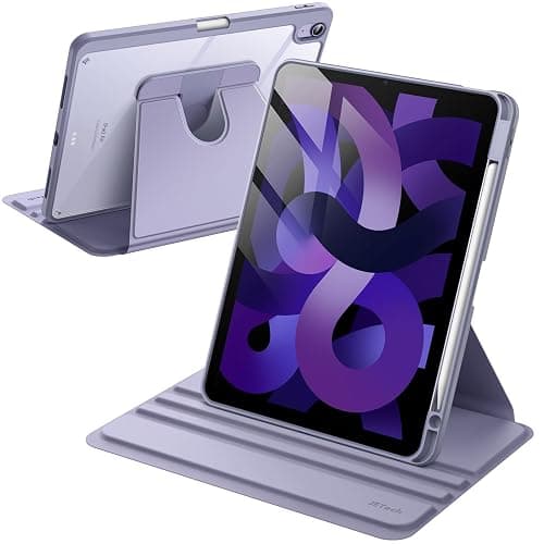 JETech Rotating Case for iPad Air 11-Inch M3/M2 (2025/2024), iPad Air 5/4 (2022/2020 5th/4th Generation 10.9-Inch), 360 Degree Rotation Protective Stand Cover Clear Back, Auto Wake/Sleep (Purple) - Image 1
