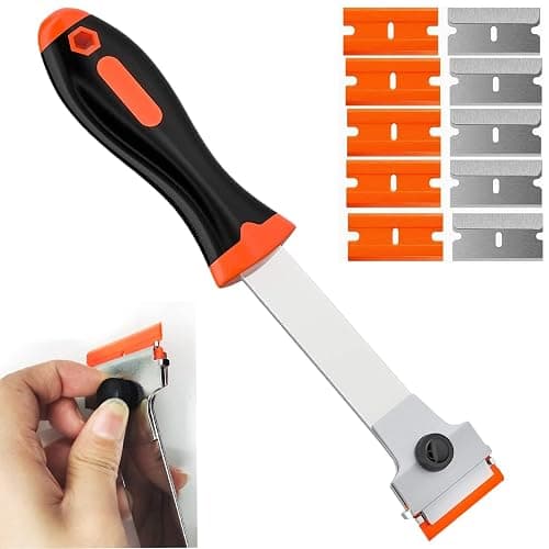 DEKEones Razor Blade Scraper, Long Handled Scraper Tool with 10 Extra Replacement Blades, Razor Scraper Remover for Cleaning Sticker, Paint, Caulk from Window, Car, Glass, Windshield, Stove - Image 1