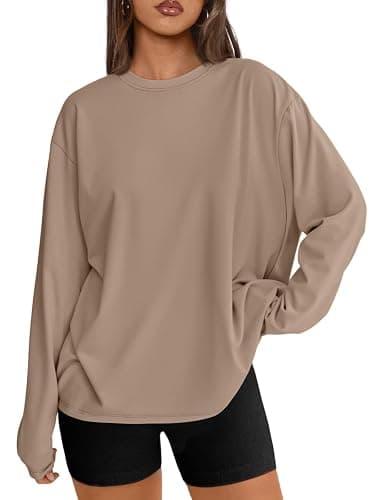 Trendy Queen Womens Oversized Long Sleeve T Shirts 2025 Basic Crewneck Tee Fall Tops Casual Workout Y2K Clothes - Image 1
