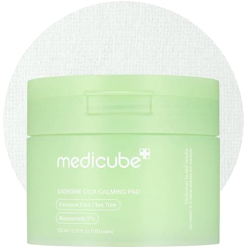 medicube Toner Pads Exosome CICA Tea Tree Calming Toner Pad for Sensitive Skin | Centella Asiatica for Redness, Breakouts | Low-irritating & Hydrating Care | Korean Skincare, 100 Pads (1 Pack) - Image 1