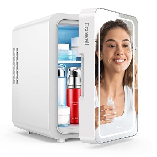 ECOWELL Skin care Fridge, Mini Fridge for Bedroom, 4L with LED Mirror for Makeup Cosmetic Beauty, portable Refrigerator for Office Dorm Car, Cooler & Warmer, AC & DC, White - Image 1