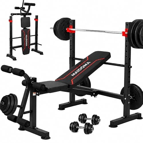 MAIDOMA Foldable 1500LBS Capacity 8 IN 1 Weight Bench Set with Leg Extension/Squat Rack/Preacher Curl, Adjustable Bench Press for Home Gym Full Body Workout (US Stock) - Image 1