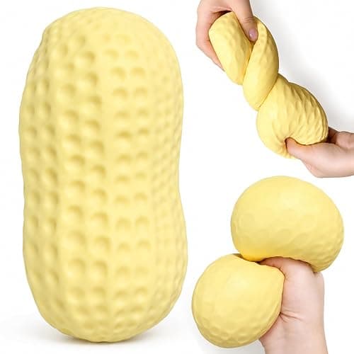 Large Peanut Squishy Toy, 6.7-Inch Squeeze Fidget,Realistic Textured Sensory Stress Toy for Teens Adults, Desk Play, Home & Office, Christmas White Elephant Gifts - Image 1