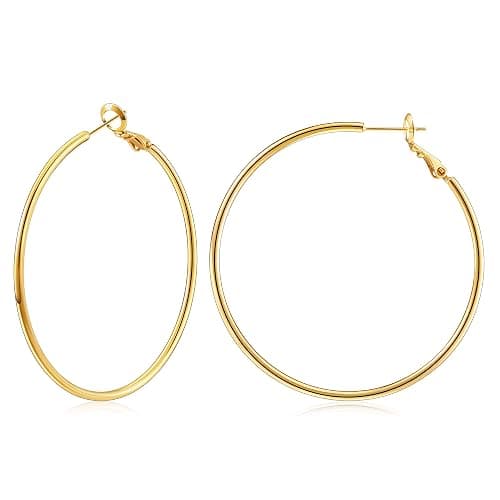 Gacimy Gold Hoop Earrings for Women 14K Gold Plated, 925 Sterling Silver Post Hypoallergenic Earrings Hoops for Women - Image 1