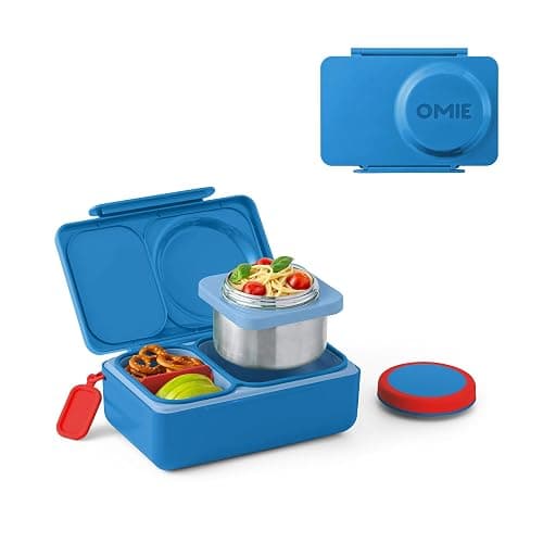 Omie OmieBox UP bento Box for Kids | Insulated Lunch Box | Leak Proof Vacuum Insulated Thermal Food jar | Cooler ice Pack | 2 Compartments (Cosmic Blue) - Image 1