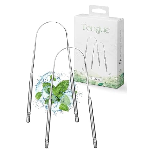 Roe Tenpo Tongue Scraper, 2 U-Shaped - Tongue Cleaner Stainless Steel, Optimal Oral Hygiene - Fresh Breath & Healthy Mouth Tongue Scrapers for Adults & Kids - Image 1