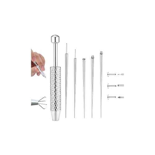 GEMQUEEN Piercing Taper Ball Grabber Tool for Changing Jewelry - 14G 16G 18G 20G Stainless Steel Flat Back Earrings Applicator Tool Threadless Insertion Pin Thread Body Piercing Kit for Ear Nose Lip - Image 1