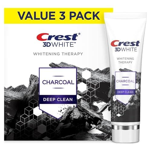 Crest 3D White Whitening Therapy Charcoal Deep Clean Invigorating Mint Teeth Whitening Toothpaste, 4.6 oz Pack of 3, Anticavity Fluoride Toothpaste, Gently Brightens Teeth, Strengthens Enamel - Image 1