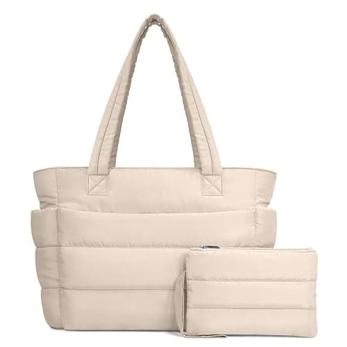 TOPDesign Puffer Tote Bag for Women, Lightweight Puffy Handbag with Compartments, Quilted Shoulder Bag for Work, Travel, Gym - Image 1