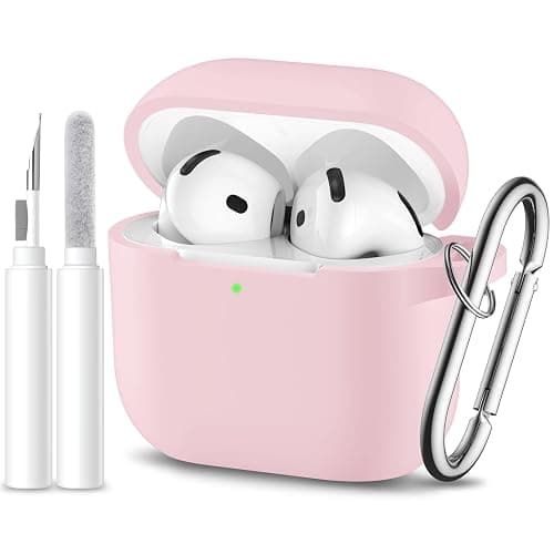 Dgege for Airpods 4th Generation Case Cover(2024),Soft Silicone Full Protective Case for AirPods 4 Case with Keychain & Cleaner Kit,Compatible with Apple Airpods 4 for Women,Men(Lightpink) - Image 1