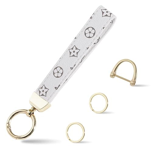Weixiltc Leather Wristlet Keychain, Car Key Chain Holder with 2 Key Ring & Anti-Lost D Ring, Key Fob Wristband for Women - Image 1