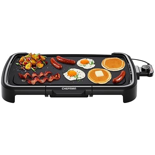 Chefman XL Electric Griddle with Removable Temperature Control, Immersible Flat Top Grill, Burger, Eggs, Pancake Griddle, Nonstick Extra Large Cooking Surface, Slide Out Drip Tray, 10 x 20 Inch - Image 1