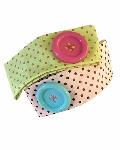 TYATVS Whimsy Twee Button Headband Patterned Polka Dot Headbands 2000s Whimsical Aesthetic Fun Funky Accessories (green+pink) - Image 1